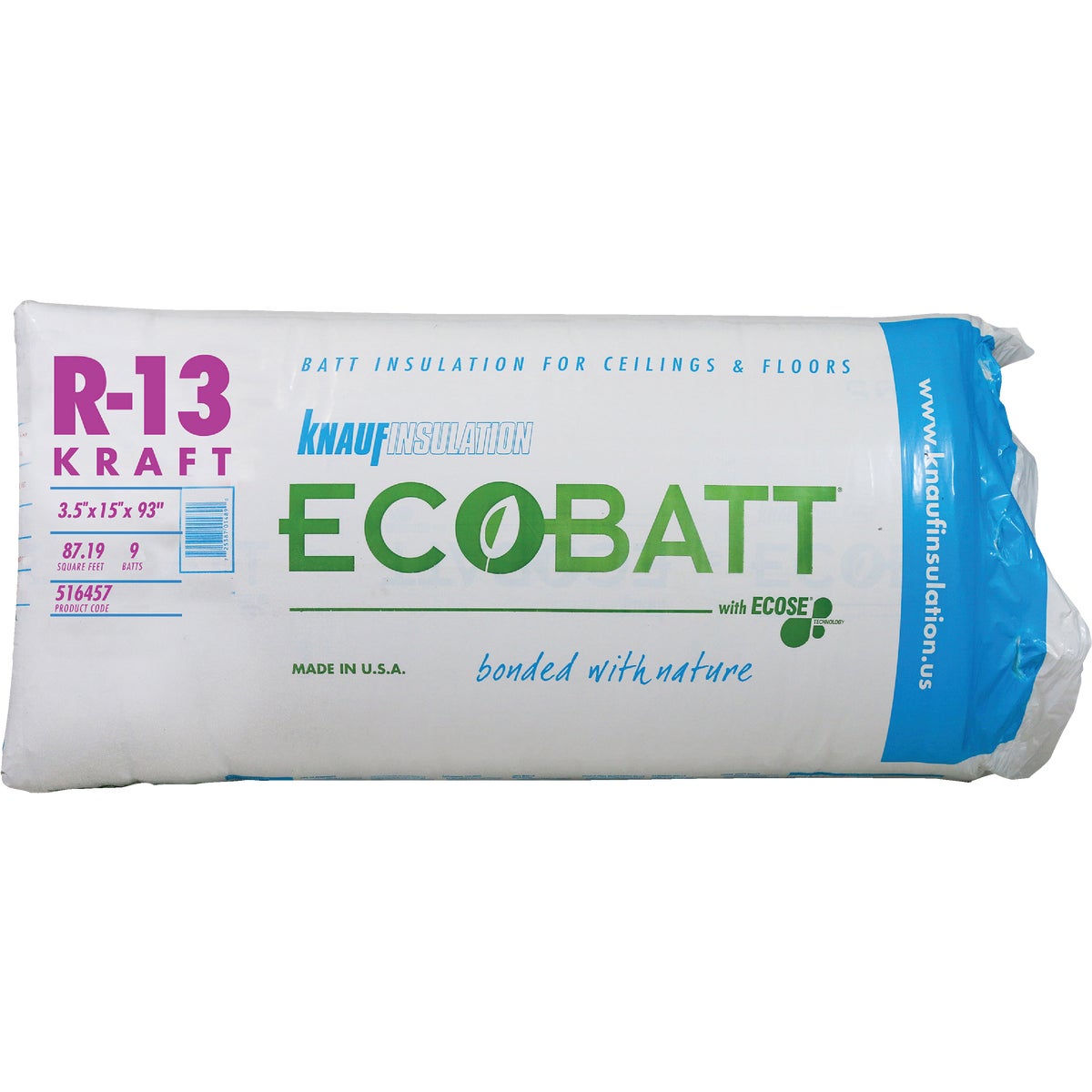 Knauf R-13 15 In. x 93 In. Precut Kraft Faced Batt Fiberglass Insulation