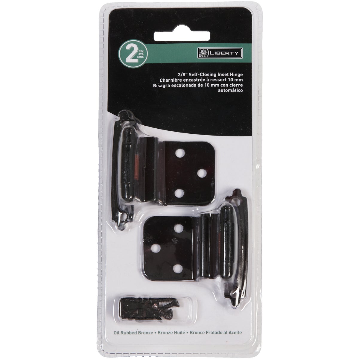 Liberty Oil Rubbed Bronze 3/8 In. Self-Closing Inset Hinge, (2-Pack)