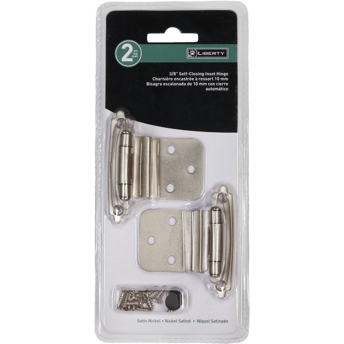 Liberty Matte Nickel 3/8 In. Self-Closing Inset Hinge, (2-Pack)
