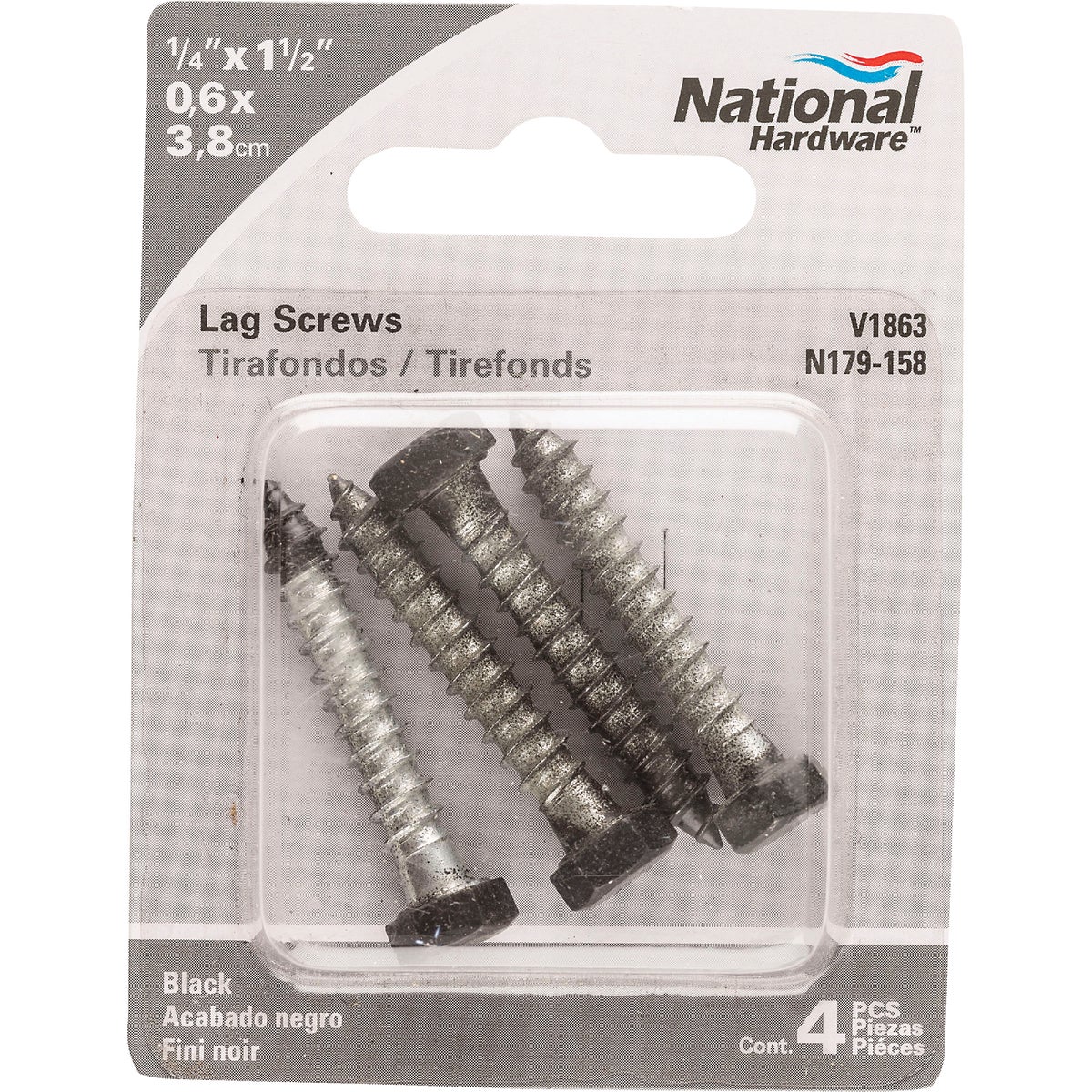 National 1/4 In. x 1-1/2 In. Black Hex Lag Bolt (4 Ct.)