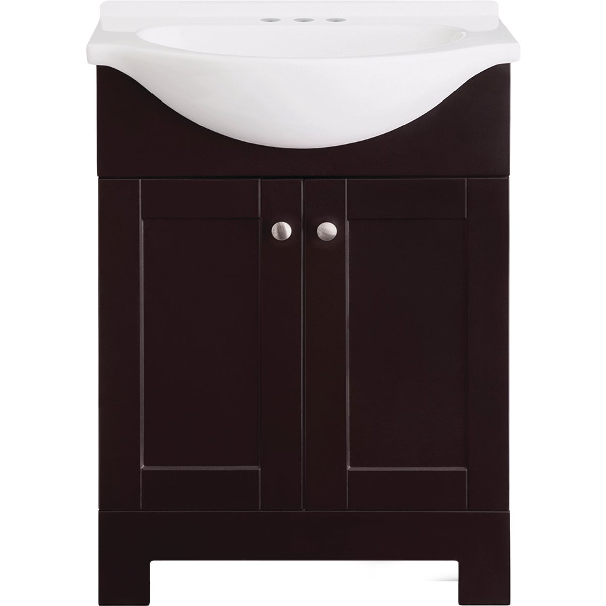 Continental Cabinets European Espresso 24 In. W x 33-1/2 In. H x 12-1/2 In. D Vanity with White Cultured Marble Top