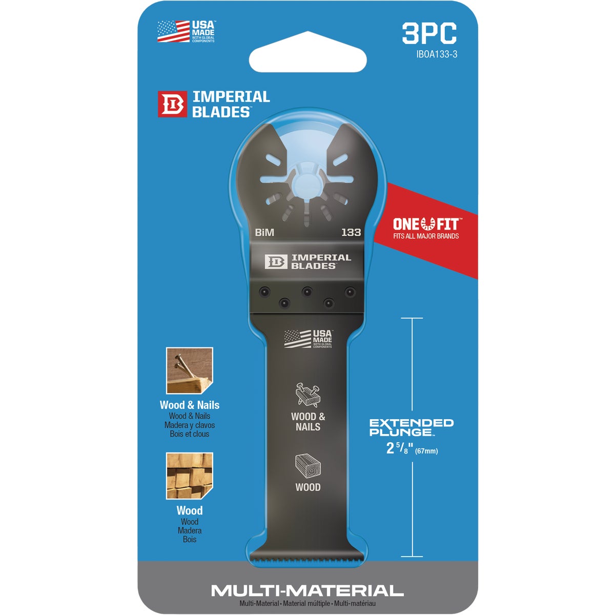 Imperial Blades ONE FIT 1-1/4 In. High Carbon Steel Deep Wood Oscillating Blade