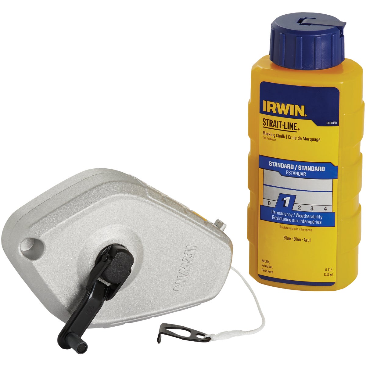Irwin STRAIT-LINE 100 Ft. Classic Chalk Line Reel and Chalk, Blue