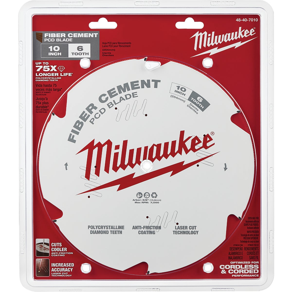 Milwaukee 10 In. 6-Tooth Fiber Cement PCD Circular Saw Blade