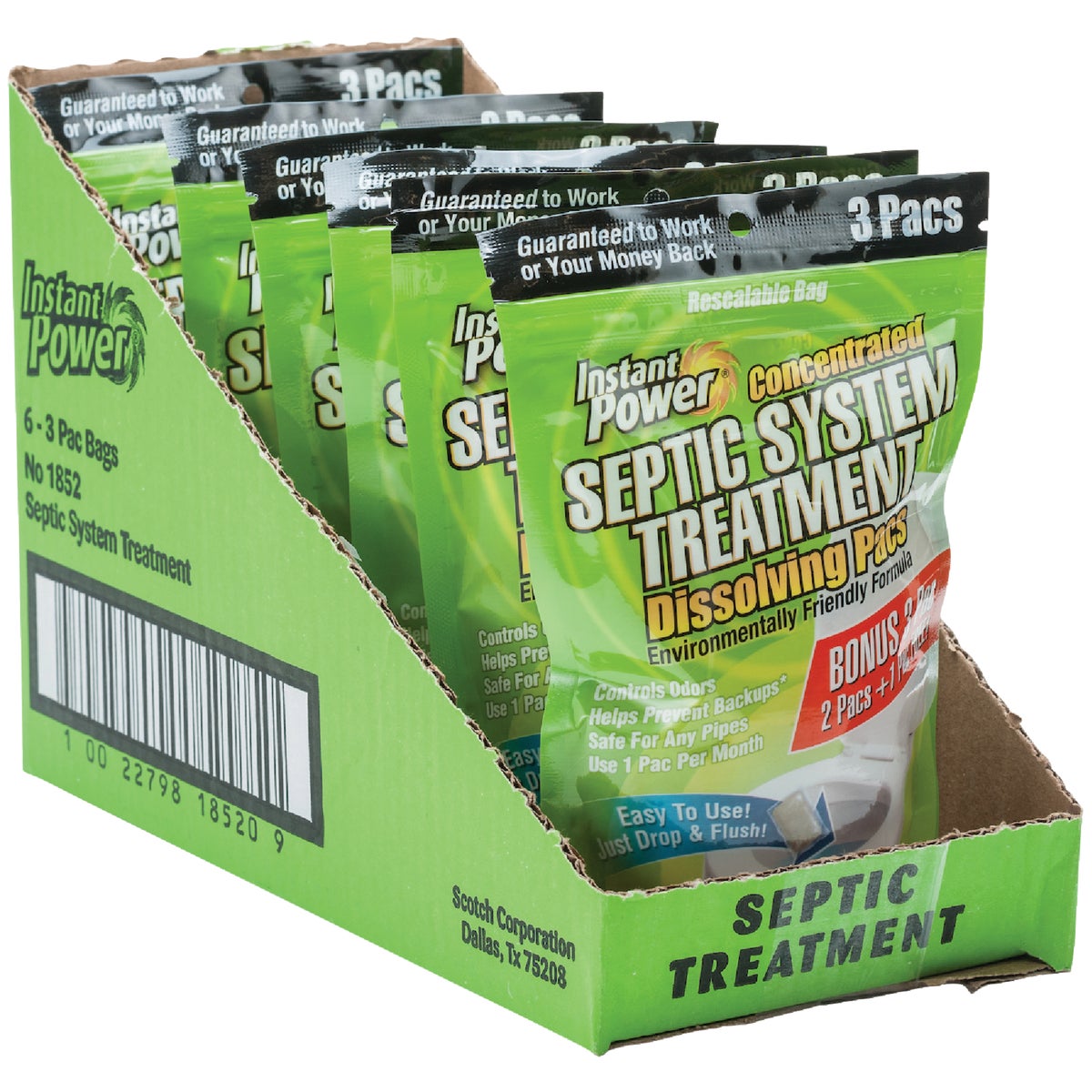 Instant Power Concentrated Septic Tank Treatment Dissolving Pacs (3-Pack)