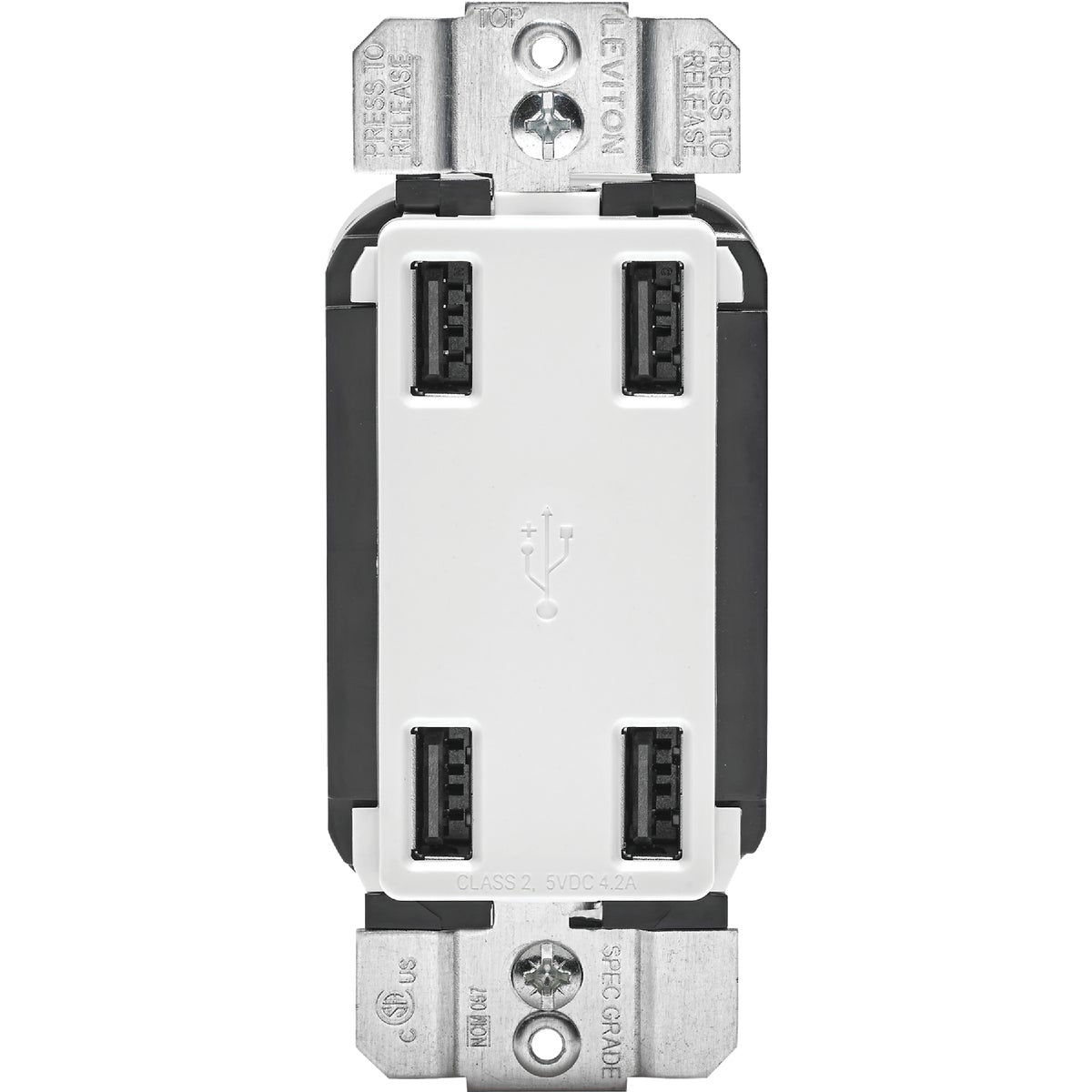 Leviton 4.2A 125V White 4-Port USB Charging Outlet