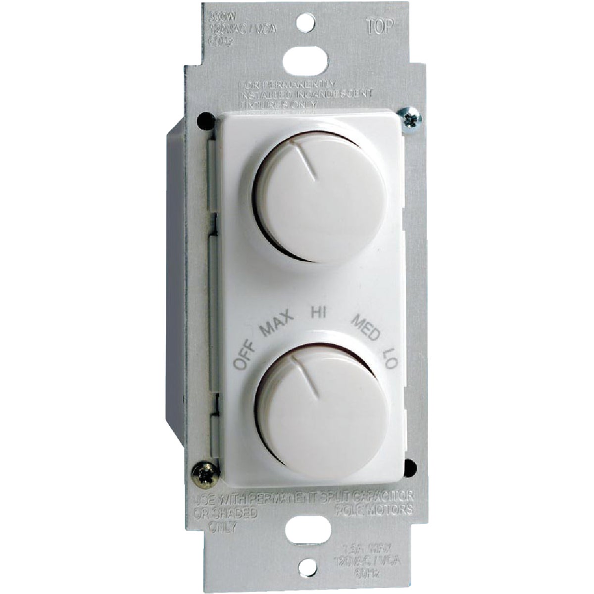 Leviton White 4-Speed/Full Range Dimmer Single Pole Rotary Fan Control Switch