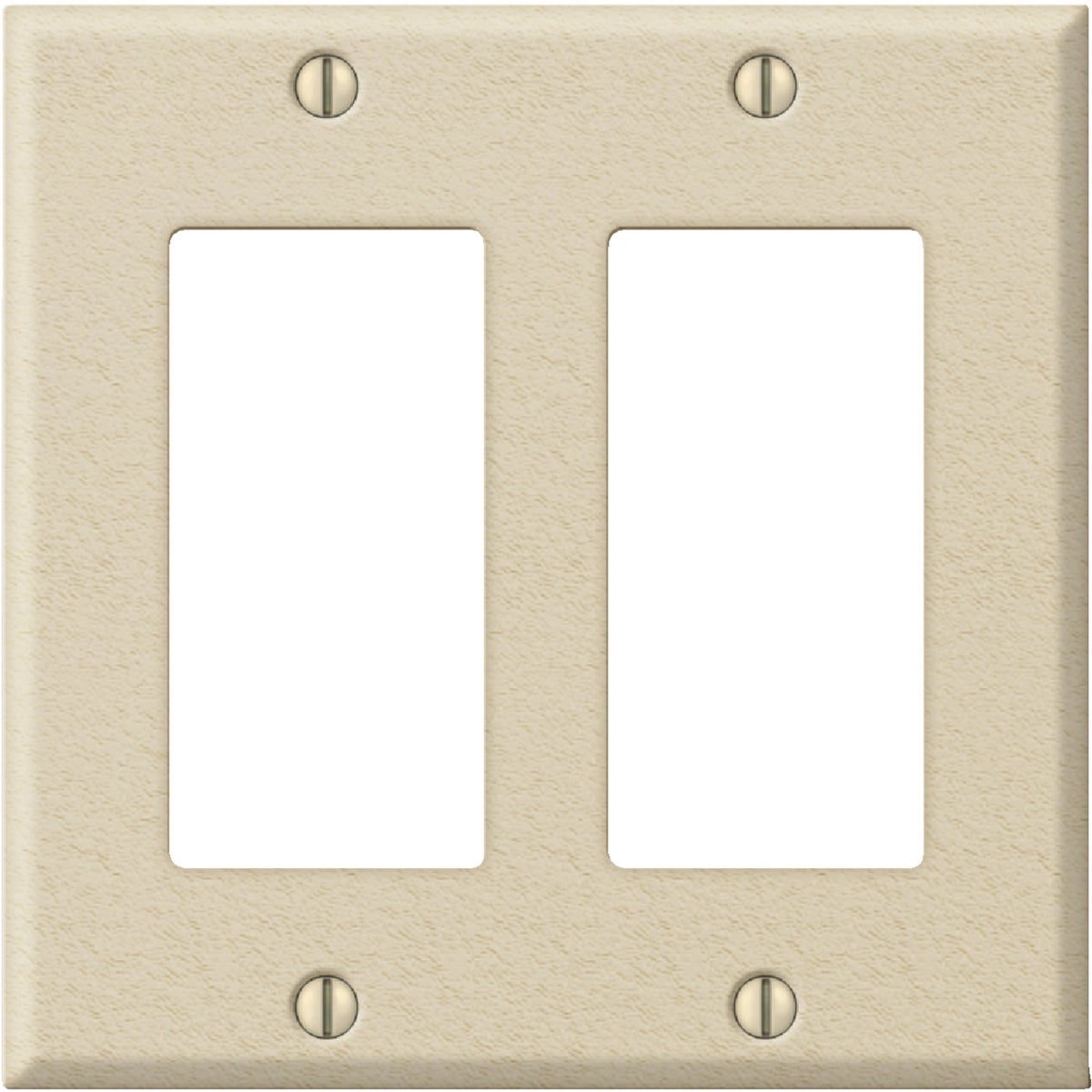 Amerelle PRO 2-Gang Stamped Steel Rocker Decorator Wall Plate, Ivory Wrinkle