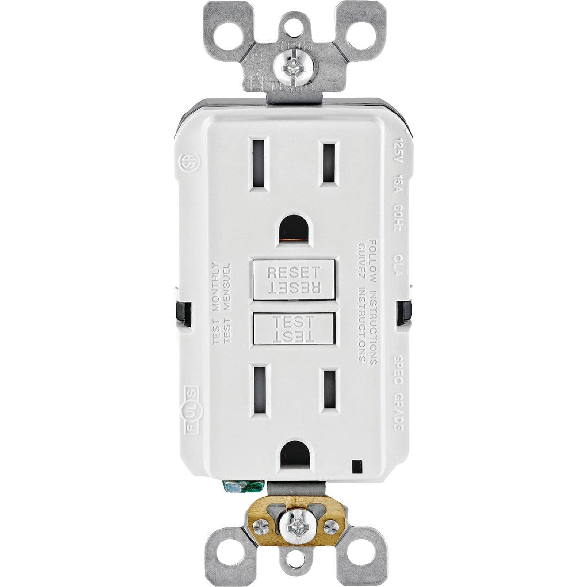 Leviton SmartlockPro Self-Test 15A White Commercial Grade Tamper Resistant 5-15R GFCI Outlet