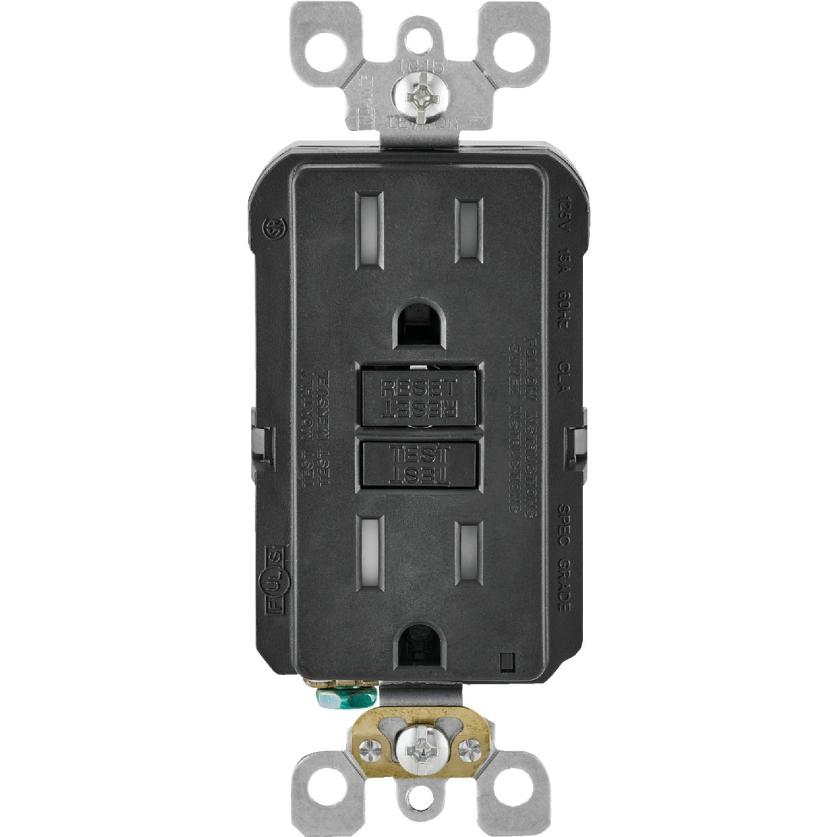 Leviton SmartlockPro Self-Test 15A Black Commercial Grade Tamper Resistant 5-15R GFCI Outlet