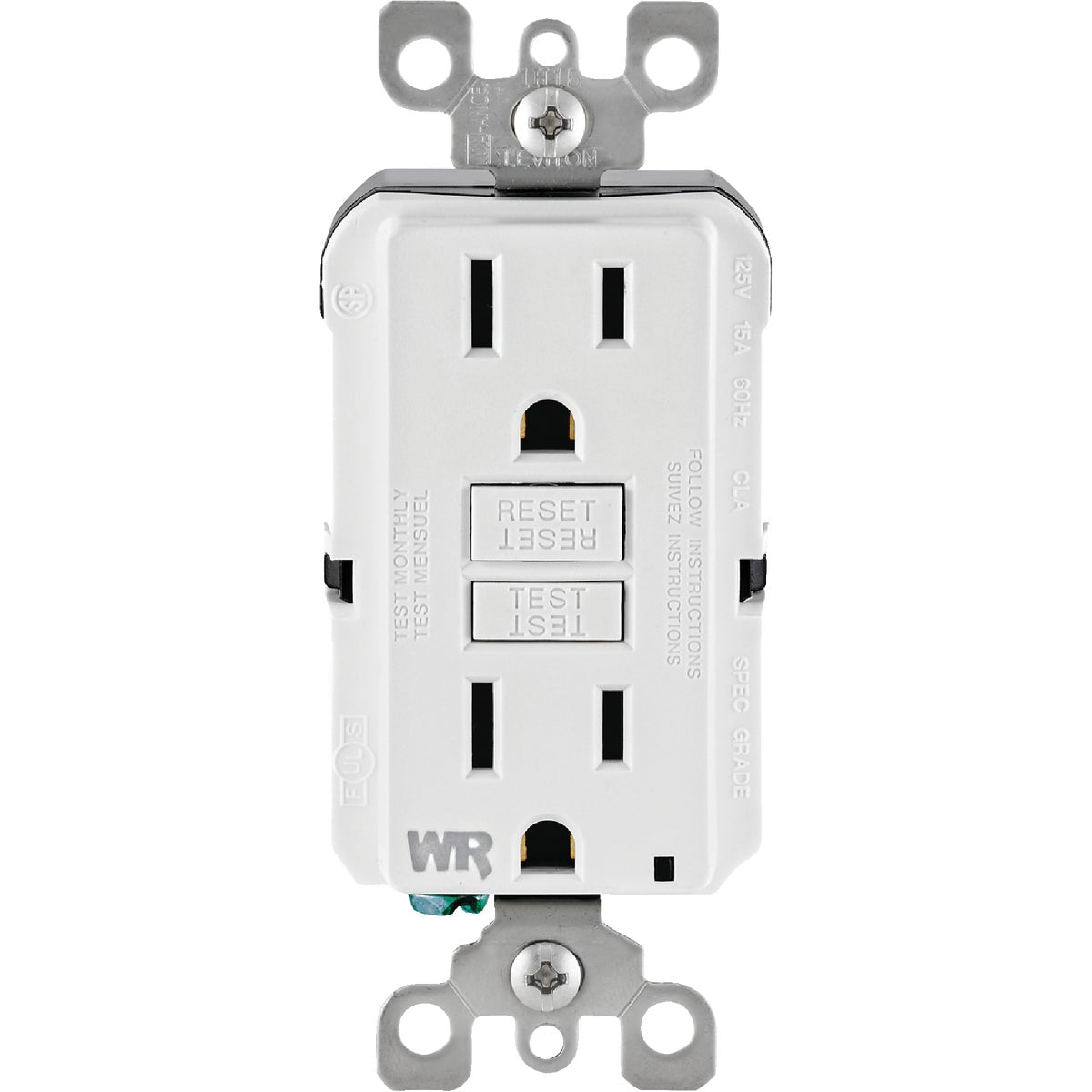 Leviton SmartlockPro Self-Test 15A White Residential Grade Tamper & Weather Resistant 5-15R GFCI Outlet