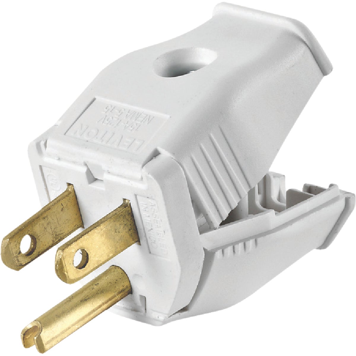 Leviton 15A 125V 3-Wire 2-Pole Clamp Tight Cord Plug, White