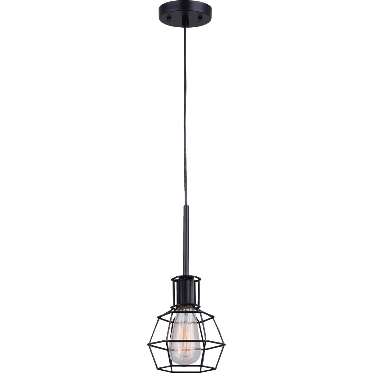 Home Impressions 1-Bulb Black Incandescent Hexagon Cage Style Pendant Light Fixture