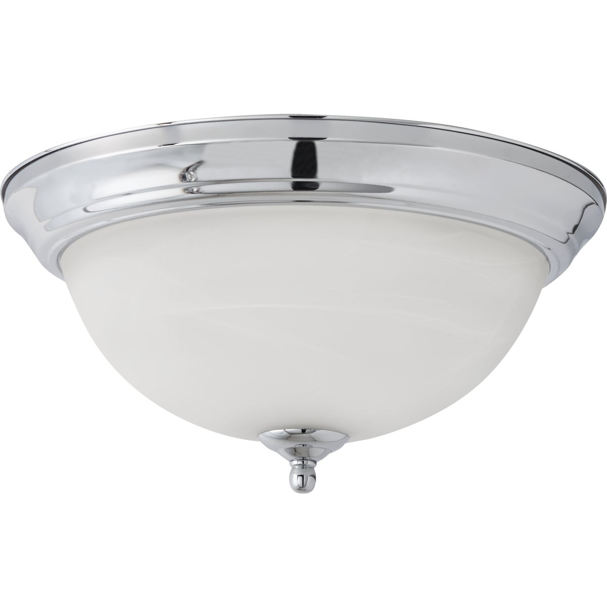 Home Impressions 13 In. Chrome Flush Mount Incandescent Ceiling Light Fixture with Alabaster Glass