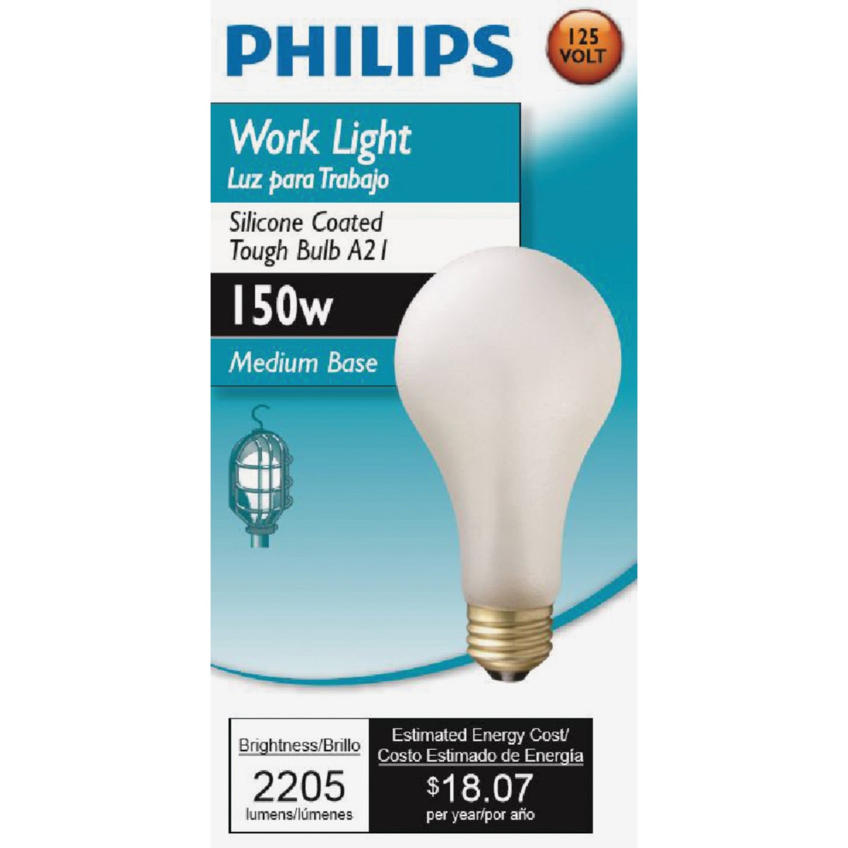 Philips 150W Frosted Medium Soft White A21 Incandescent Rough Service Light Bulb
