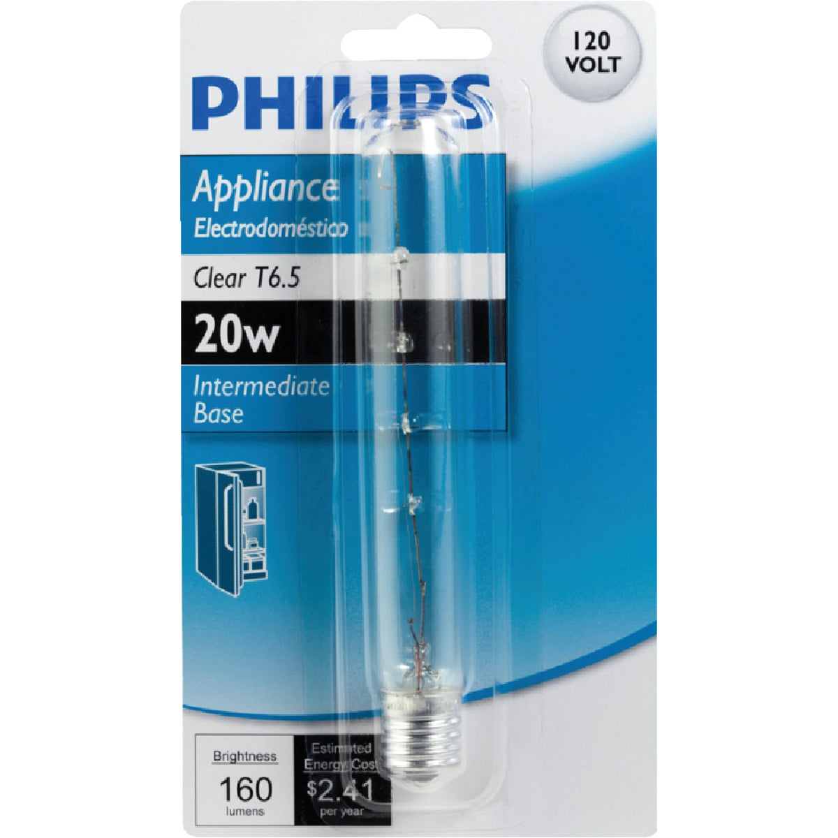 Philips 20W Clear Intermediate T6.5 Incandescent Appliance Light Bulb
