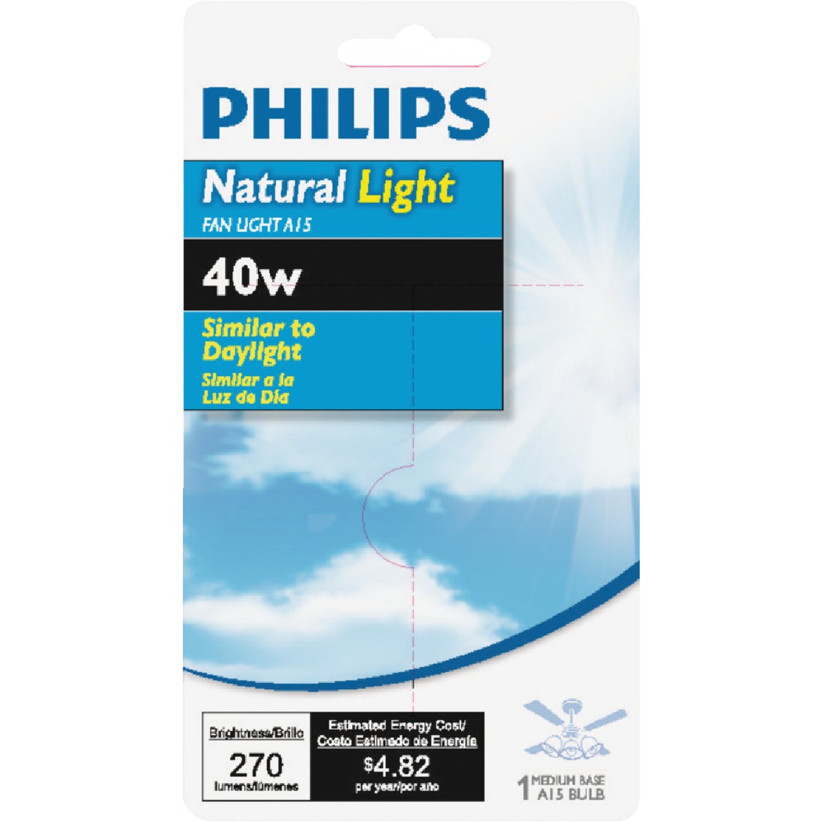 Philips Natural Light 40W Frosted Medium A15 Incandescent Ceiling Fan Light Bulb