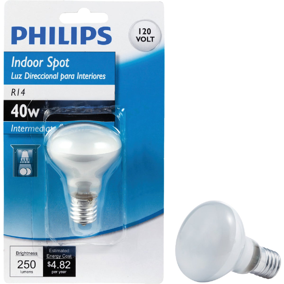Philips 40W Frosted Intermediate R14 Indoor Incandescent Mini Spotlight Light Bulb