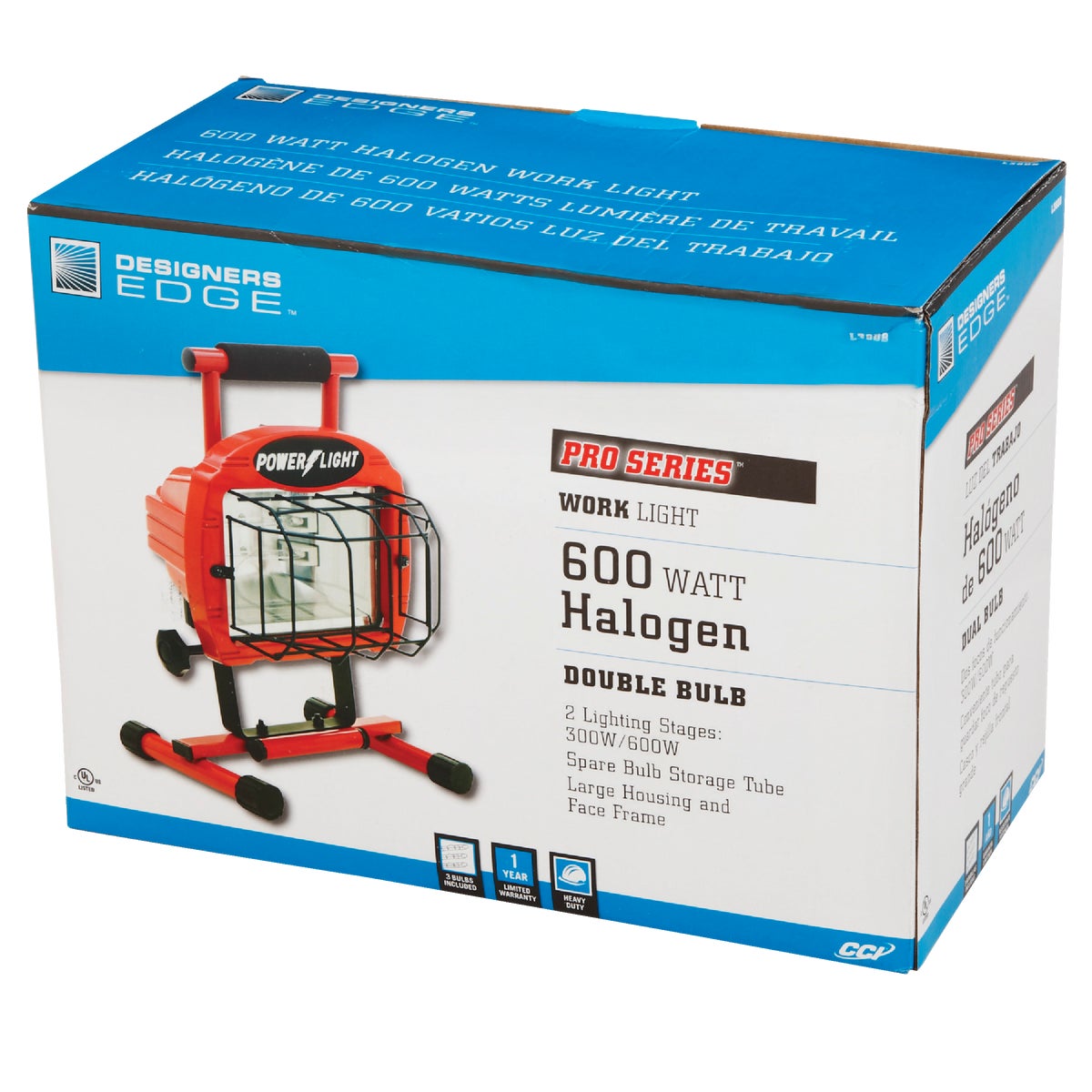 Designers Edge Power Light 9600 Lm. Halogen H-Stand Portable Work Light