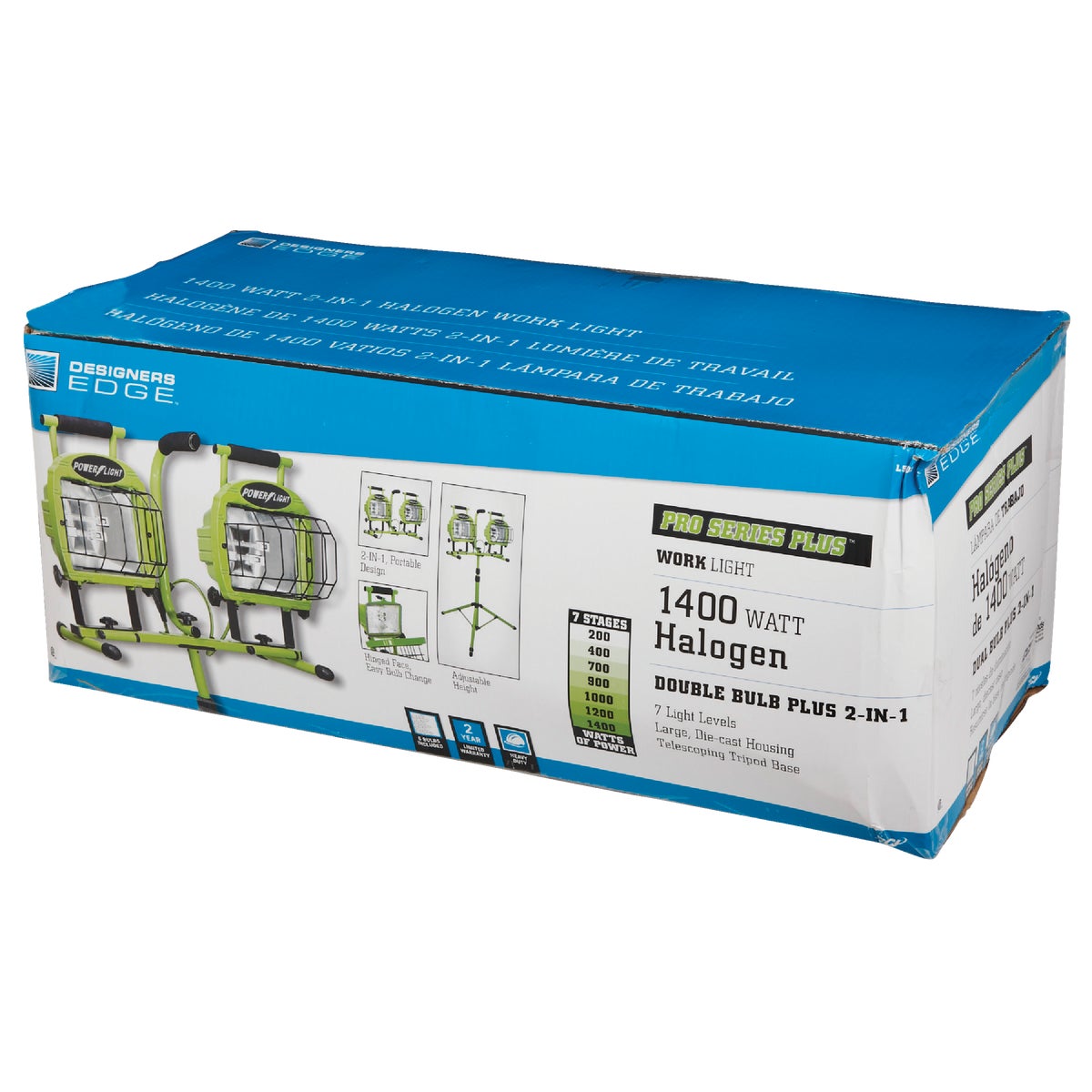 Designers Edge Power Light 22,400 Lm. Halogen Twin Head Tripod Stand-Up Work Light