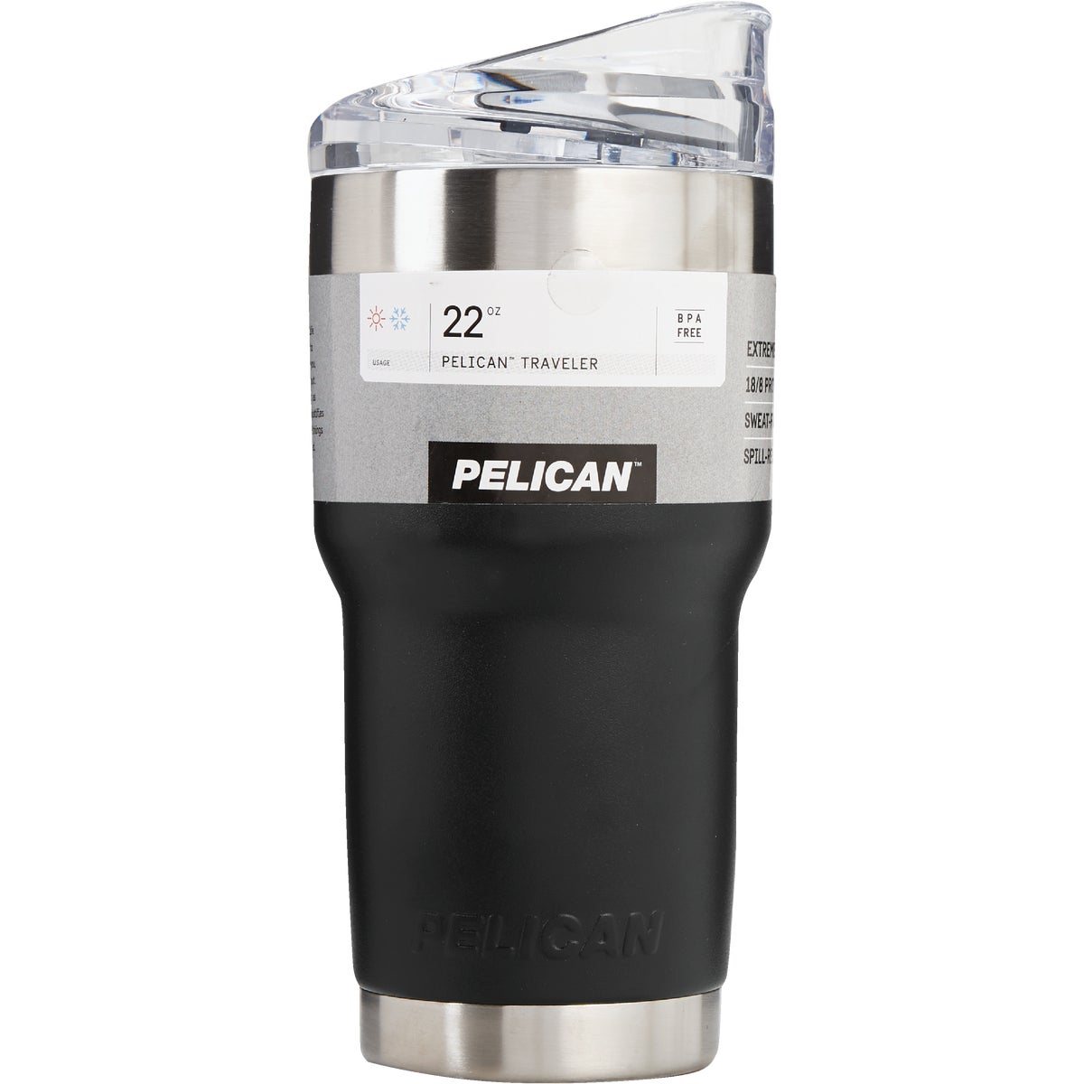 PELICAN 22 Oz. Black Stainless Steel Insulated Tumbler with Slide Closure