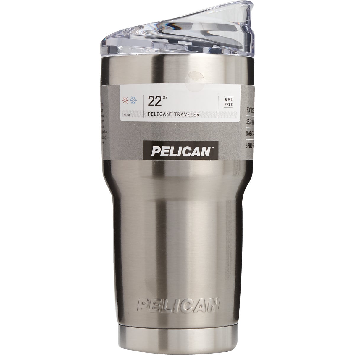 PELICAN 22 Oz. Silver Stainless Steel Insulated Tumbler with Slide Closure