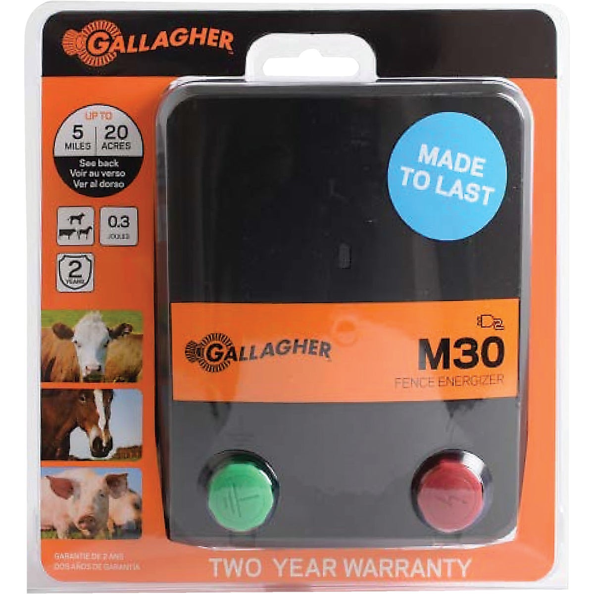 Gallagher M30 20-Acre Electric Fence Charger