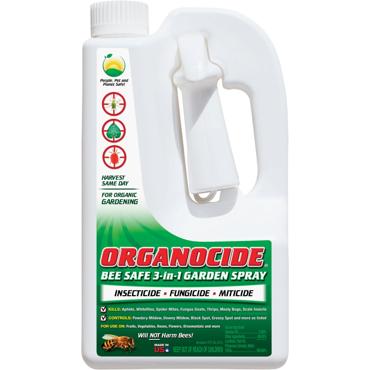 Organocide 72 Oz. Ready To Use Trigger Spray Organic Bee Safe 3-In-1 Garden Insect Killer