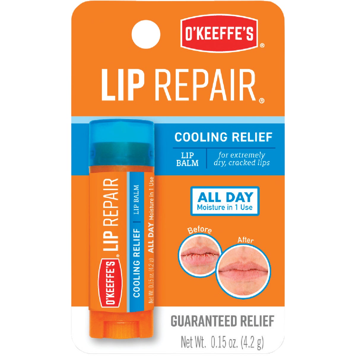 O'Keeffe's Cooling Relief Unflavored Lip Balm, 0.15 Oz.