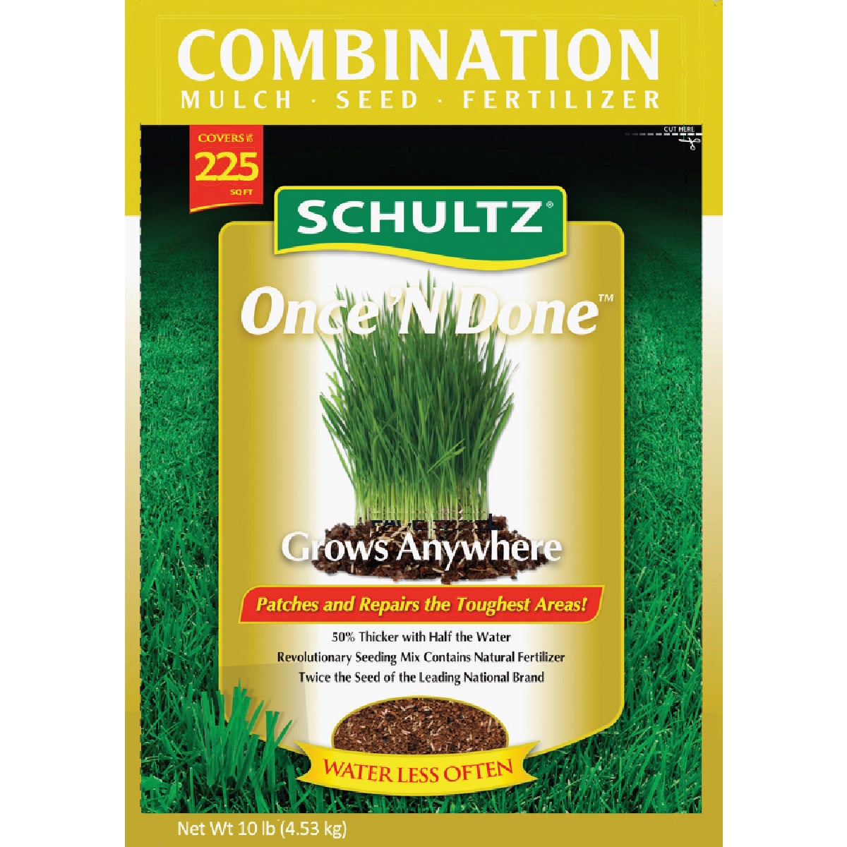Schultz Once 'N Done 10 Lb. 225 Sq. Ft. Coverage Sun & Shade Grass Patch & Repair
