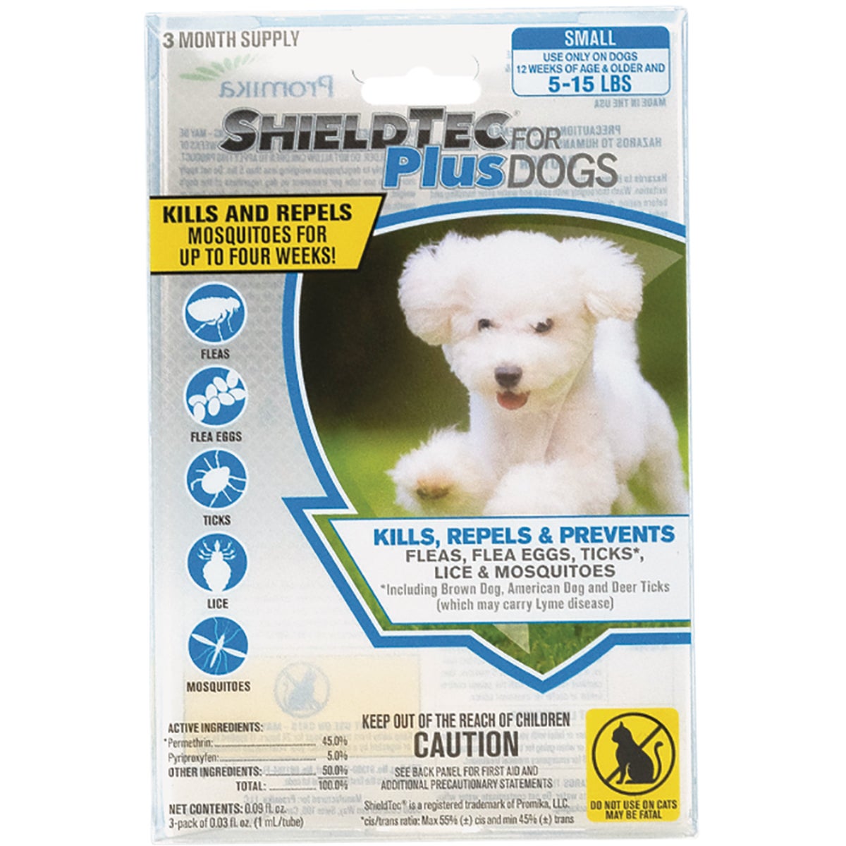 ShieldTec Plus 3-Month Supply Flea & Tick Treatment For Small Size Dogs 5 Lb. to 15 Lb.