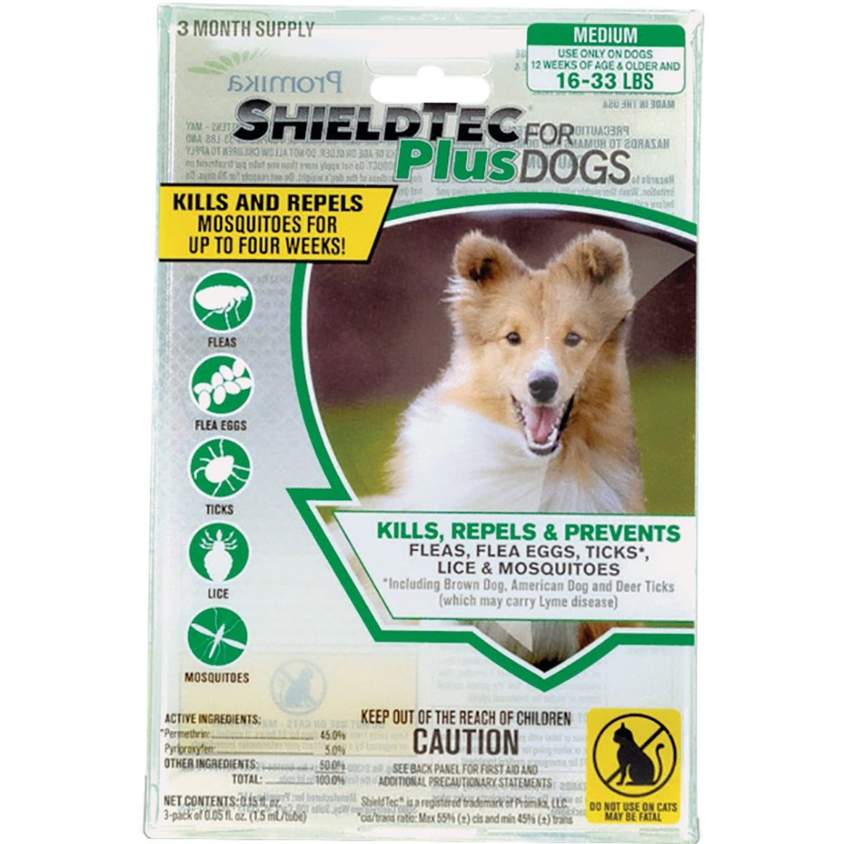 ShieldTec Plus 3-Month Supply Flea & Tick Treatment For Medium Size Dogs 16 Lb. to 33 Lb.