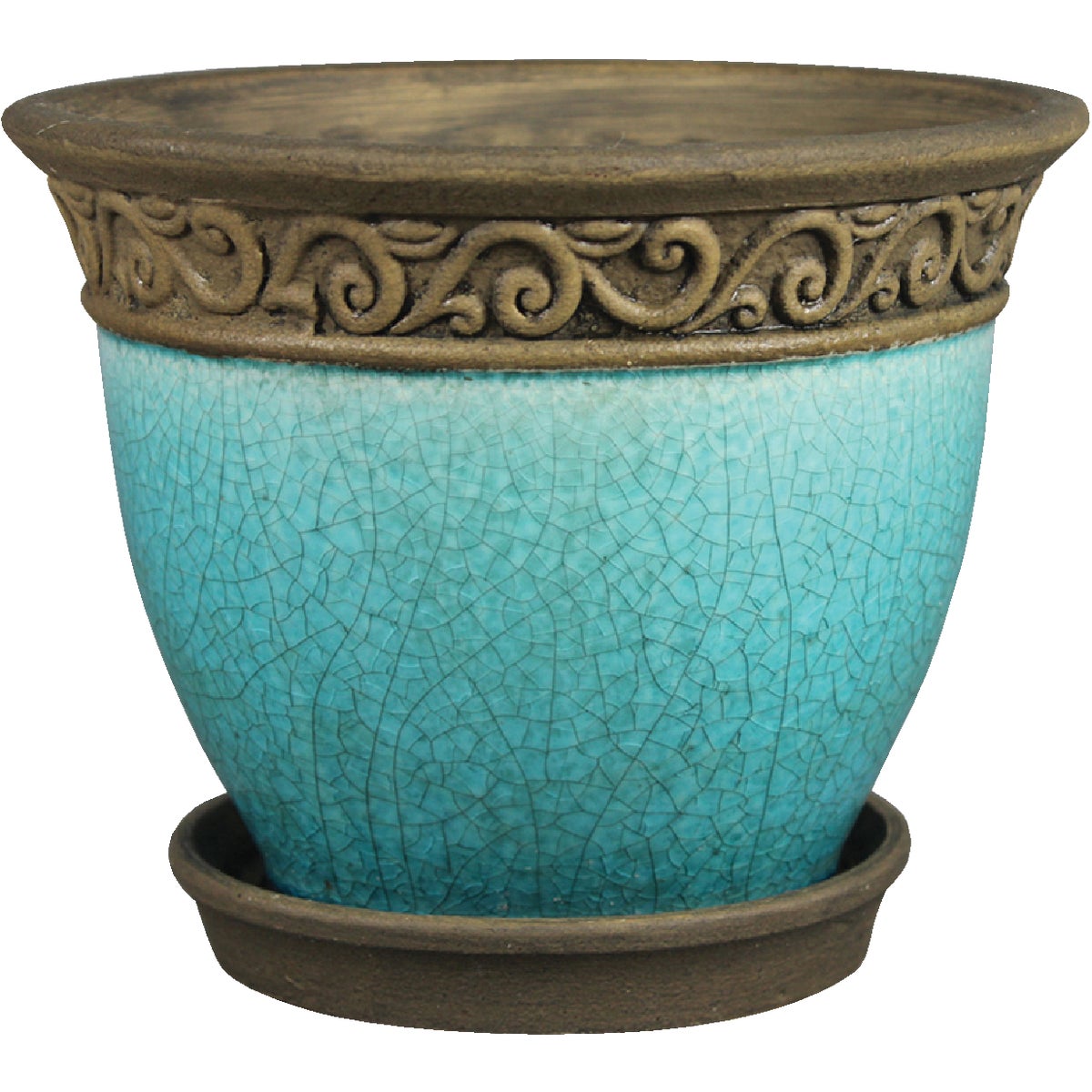 Southern Patio Cadiz 6 In. Dia. x 5.3 In. H. Teal Clay Planter