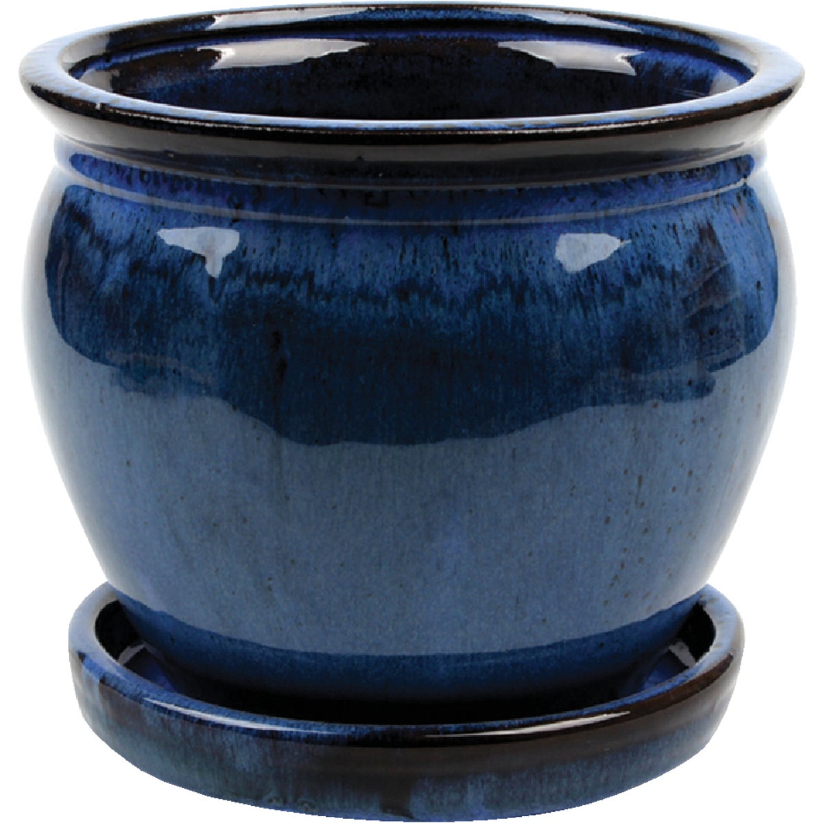 Southern Patio Wisteria 6 In. Dia. x 5.3 In. H. Dripping Blue Clay Planter