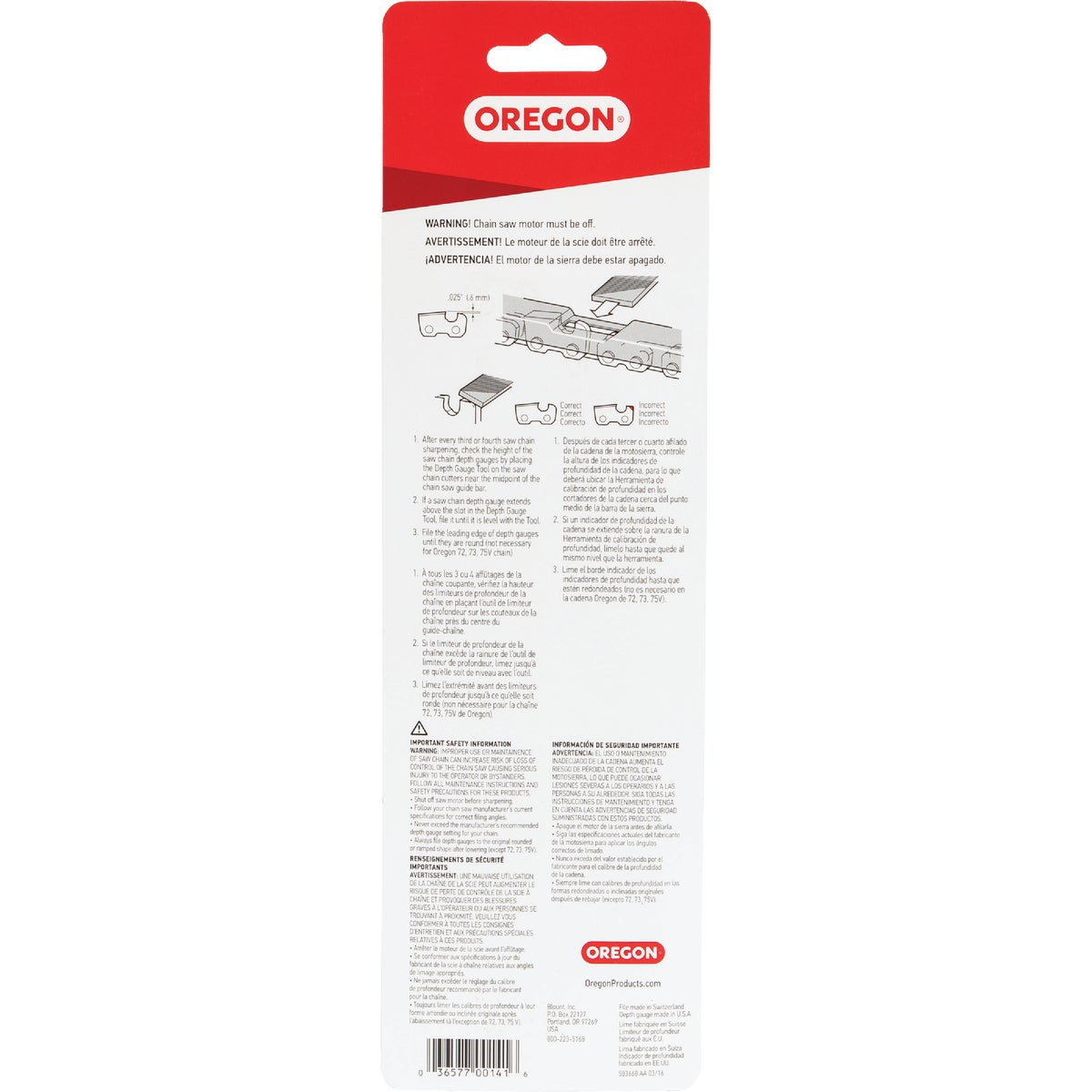 Oregon Chainsaw Flat File and Depth Gauge