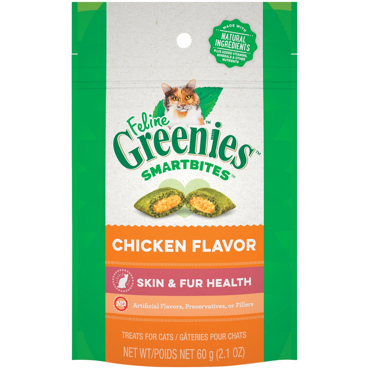 Greenies SmartBites Chicken 2.1 Oz. Skin & Fur Health Cat Treats