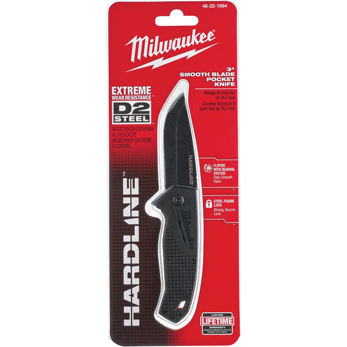 Milwaukee Hardline 3 In. Smooth Blade Black Pocket Knife