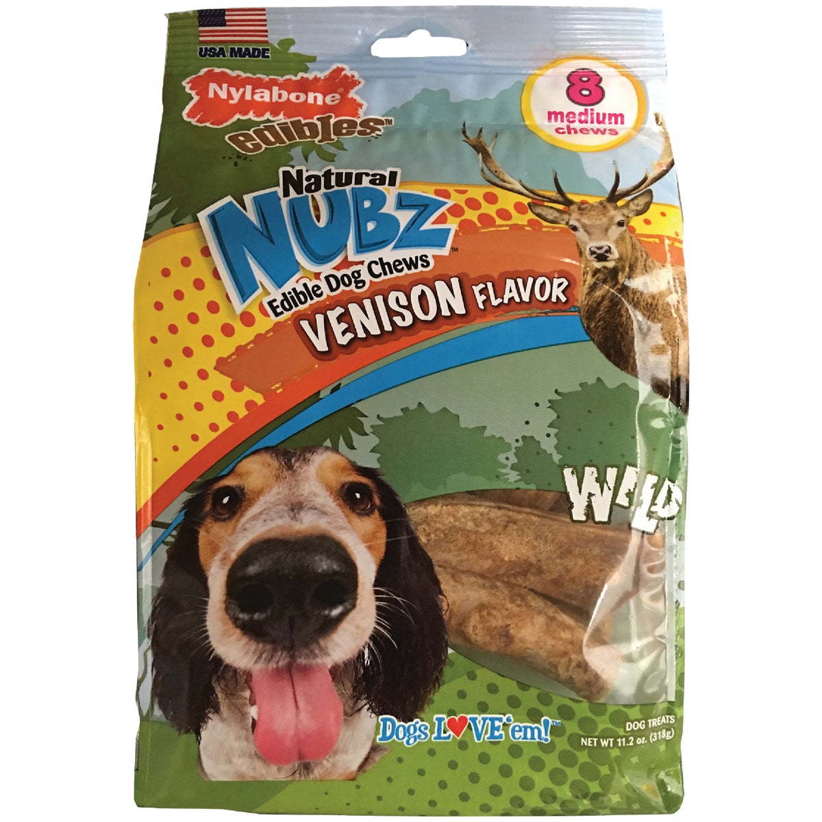 Nylabone Edibles Natural Nubz Venison Antler Chew Bone (8-Pack)