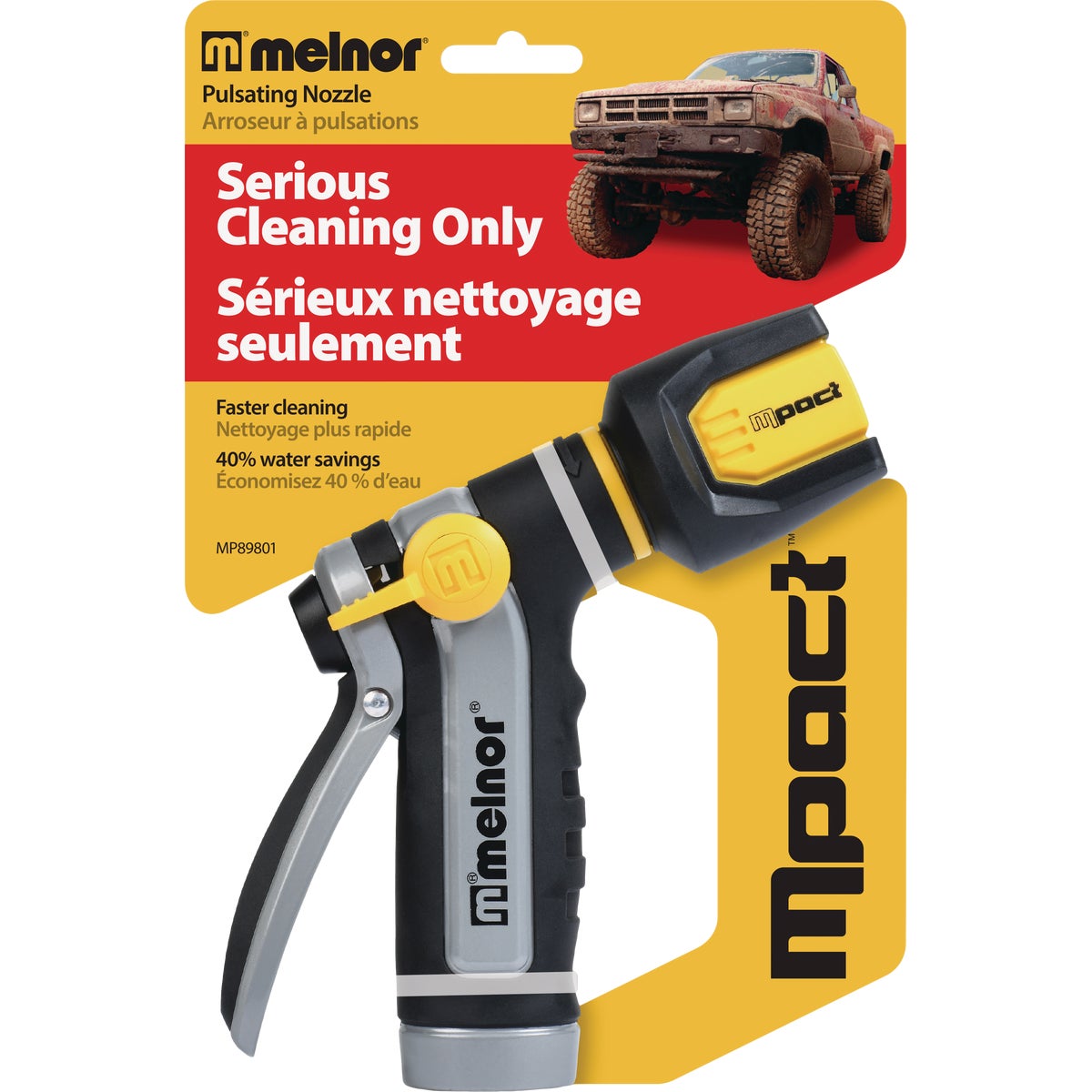 Melnor Mpact Metal Thumb Control Pistol Nozzle, Black & Yellow