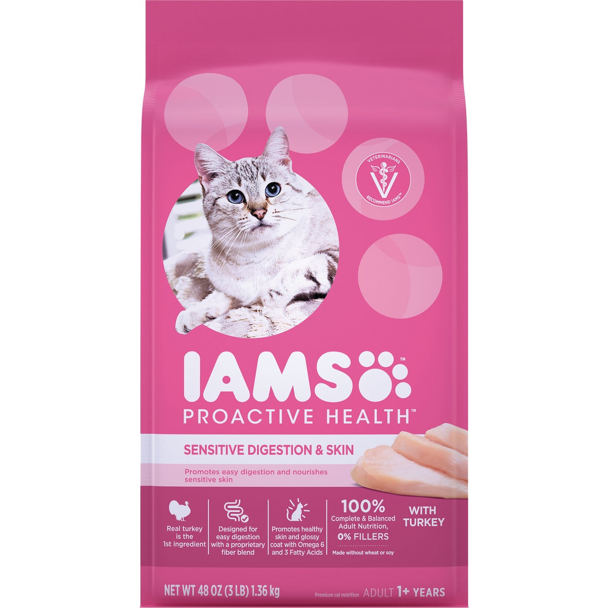 Iams Proactive Health Sensitive Digestion & Skin Formula 3 Lb. Turkey Flavor Adult Dry Cat Food
