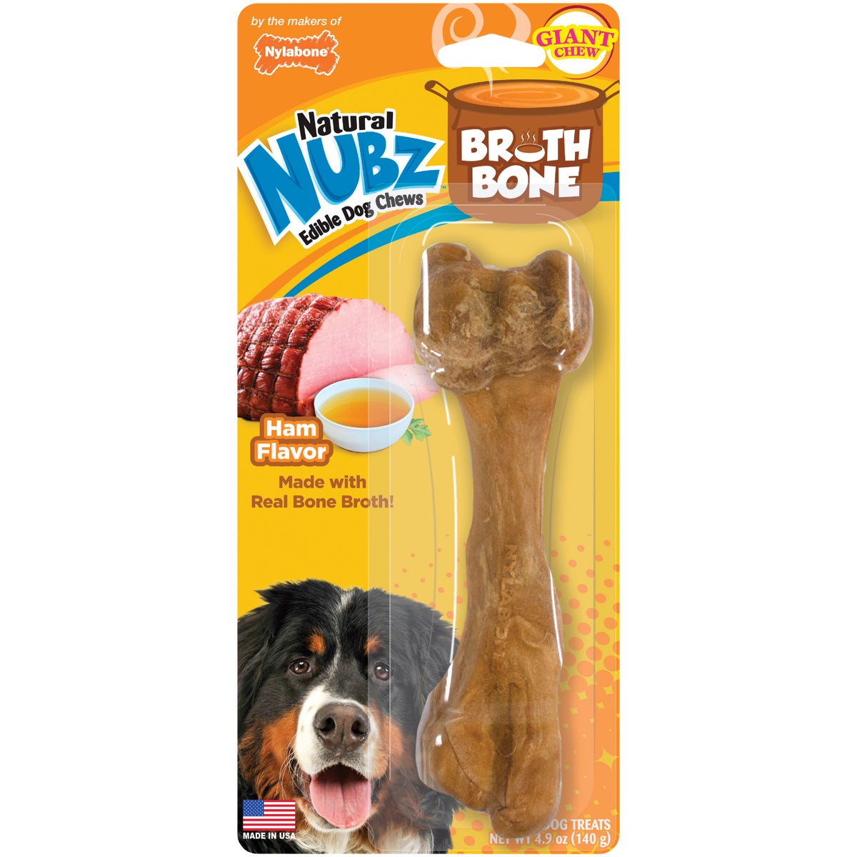 Nylabone Natural Nubz Extra Large Ham Flavor Chew Bone