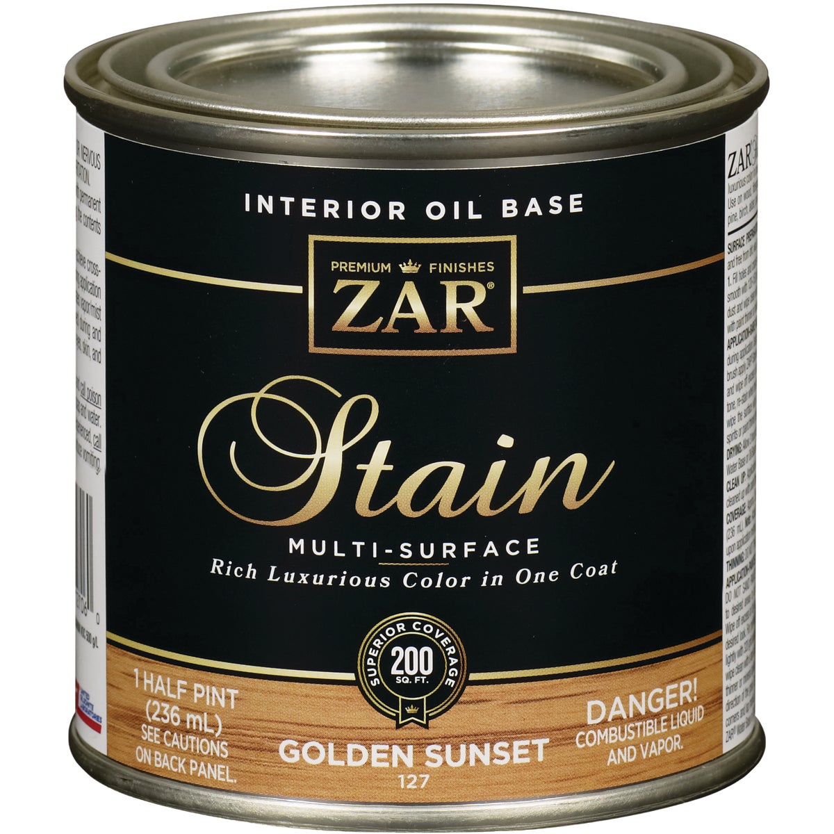 ZAR Oil-Based Wood Stain, Golden Sunset, 1/2 Pt.