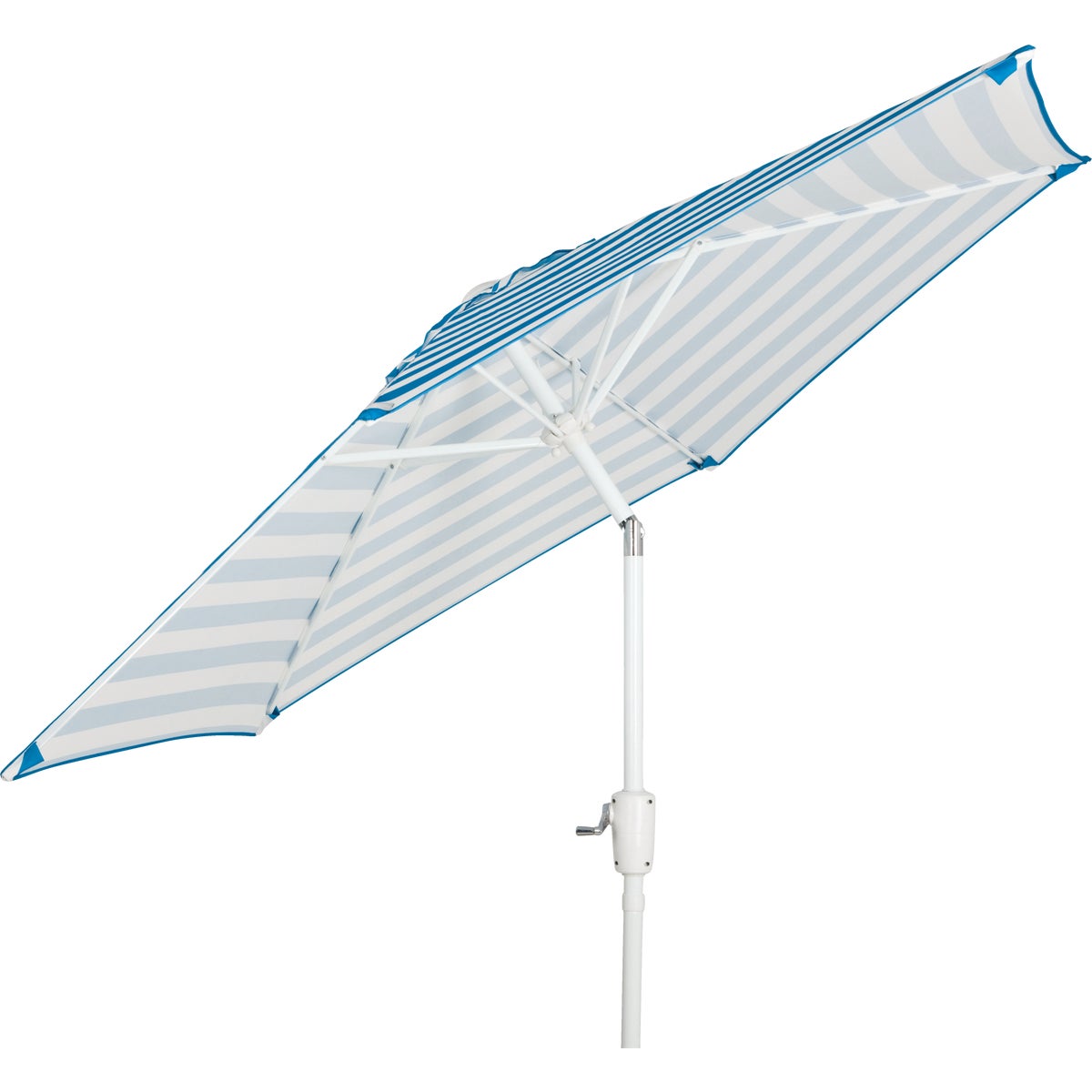 Outdoor Expressions 7.5 Ft. Tilt/Crank Blue Striped Patio Umbrella