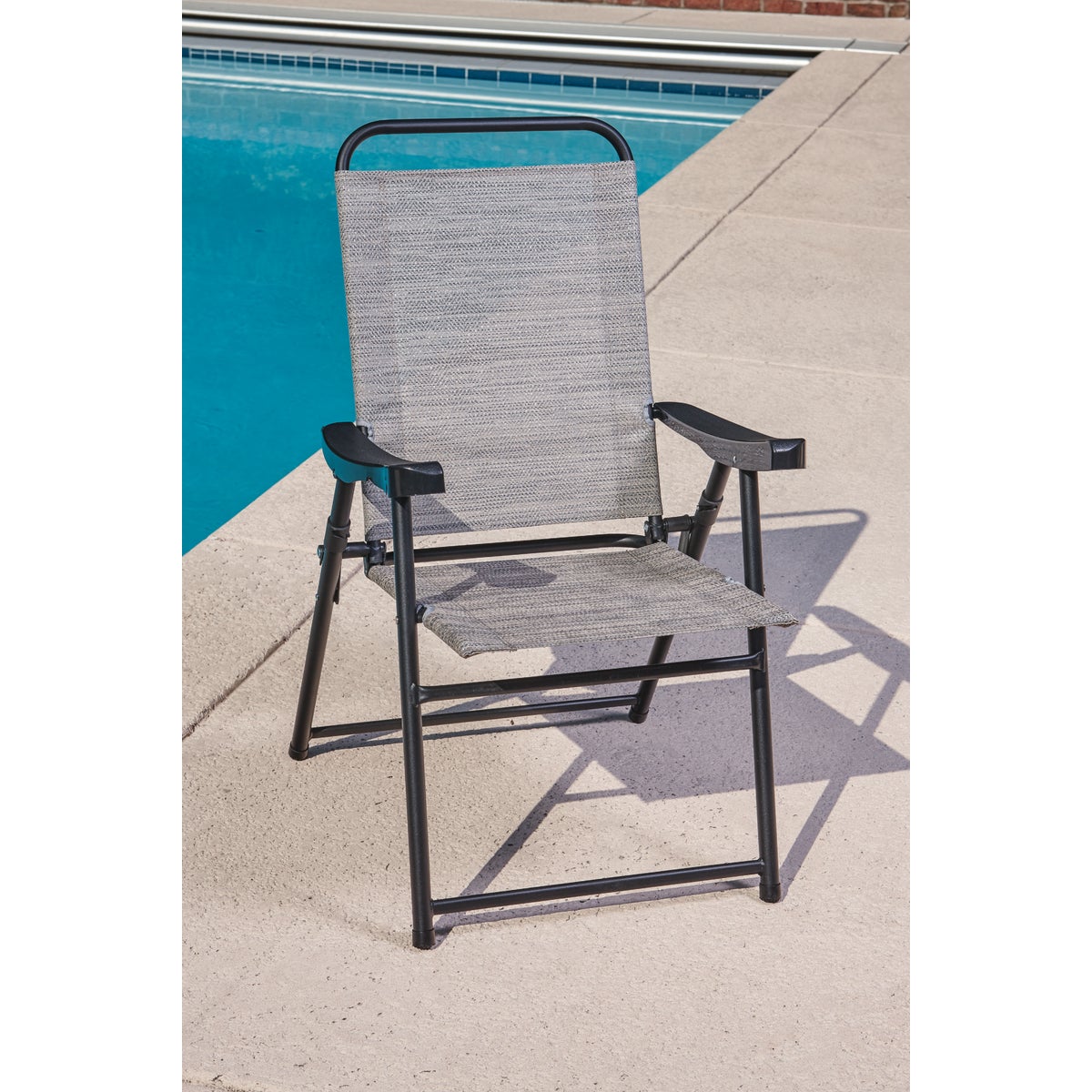Outdoor Expressions Galveston Gray Sling Folding Chair