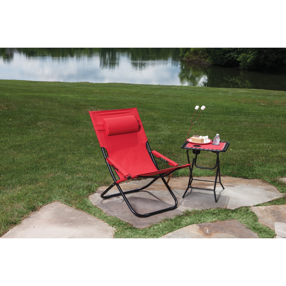 Outdoor Expressions Folding Red Hammock Chair with Headrest