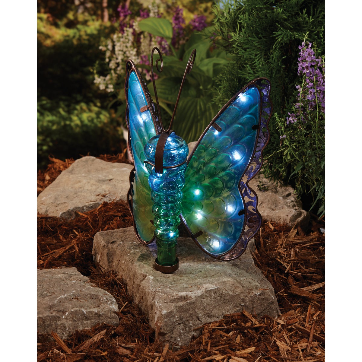 Outdoor Expressions 8 In. W. x 11.25 In. H. x 7 In. D. Butterfly Solar Light
