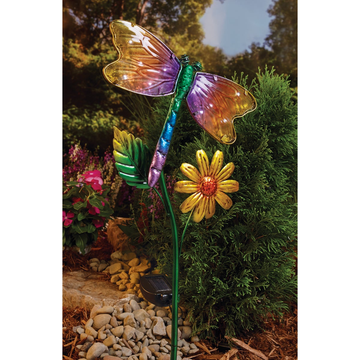Outdoor Expressions Steel & Glass 20.5 In. H. Solar Stake Light
