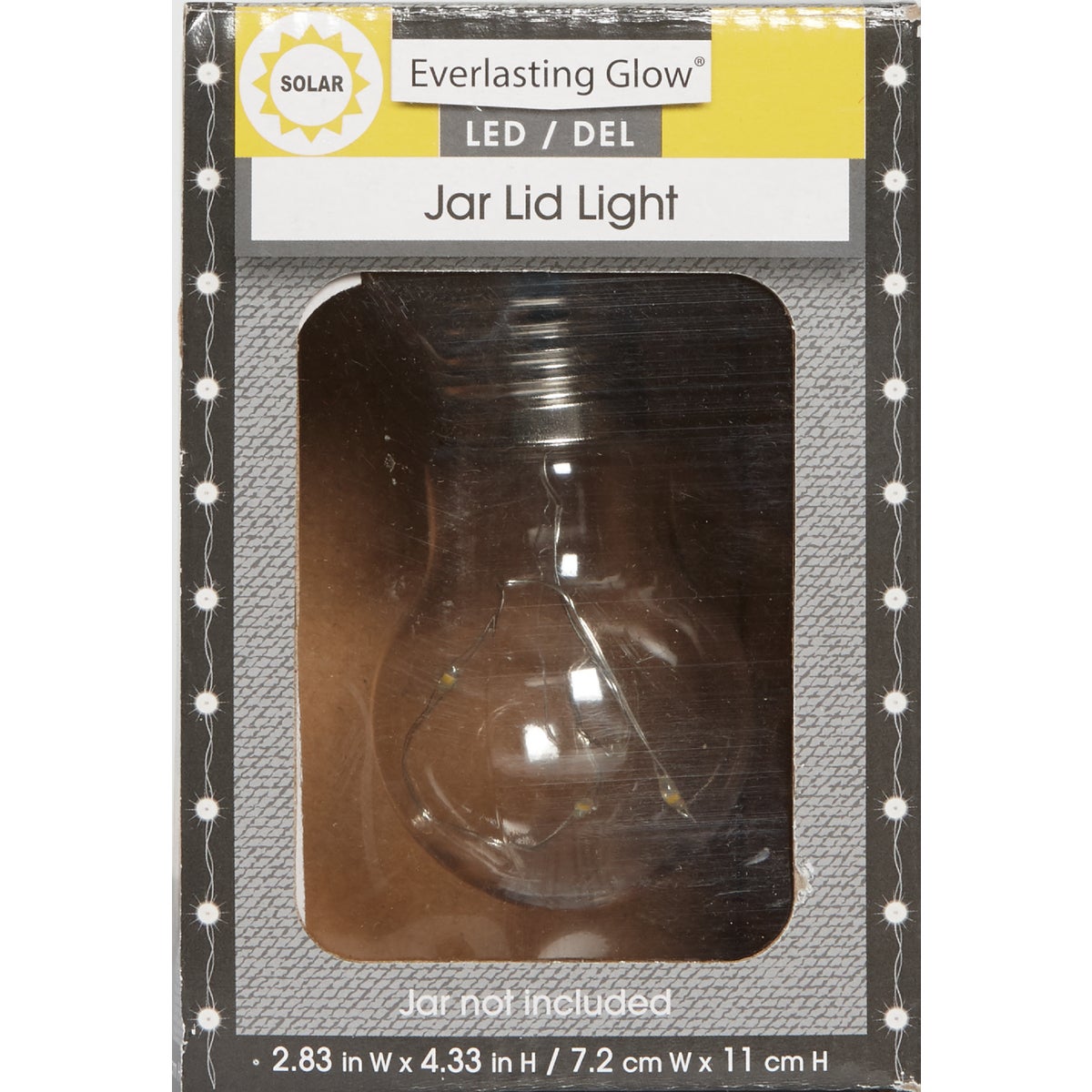 Everlasting Glow Warm White Bulb Metal Solar Mason Jar Lid with Bulb