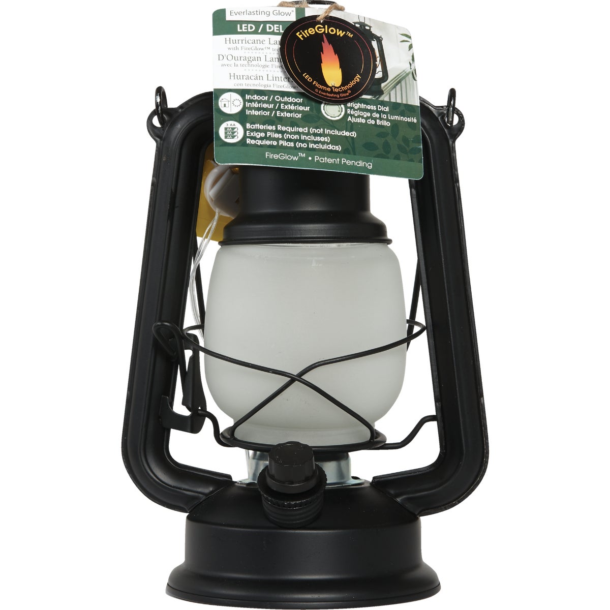 Everlasting Glow 4.5 In. W. x 9.5 In. H. x 6.25 In. L. Matte Black Hurricane Lantern