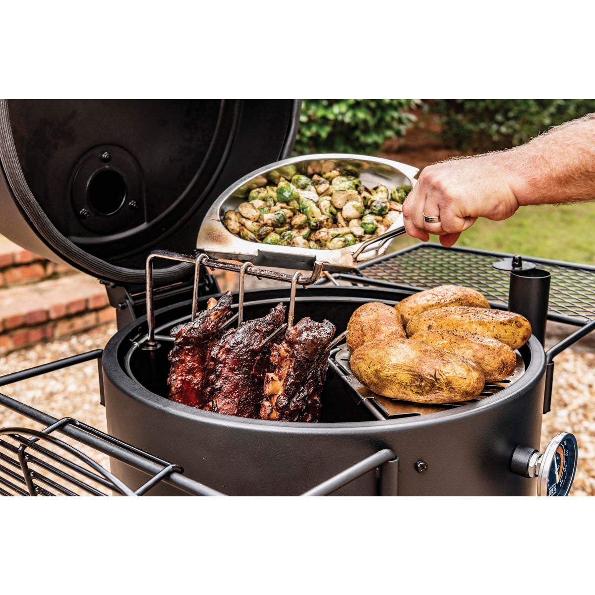 Oklahoma Joe's Stainless Steel Drum Smoker Triple Grate